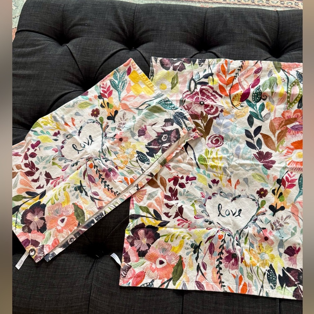 Anthropologie Floral Kitchen Towels - set of 2